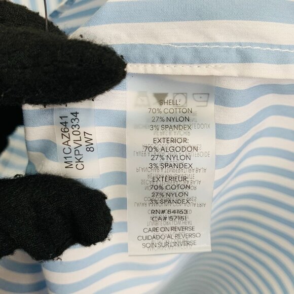 NWT Calvin Klein Striped Tie-Cuff Poplin Top Size M - Picture 12 of 15